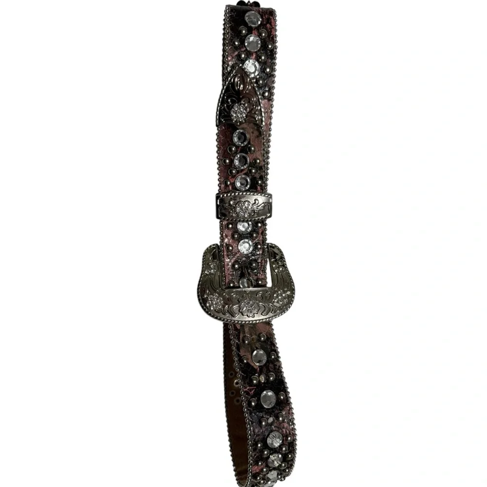 Pink Rhinestone Embellished Belt Western size XS